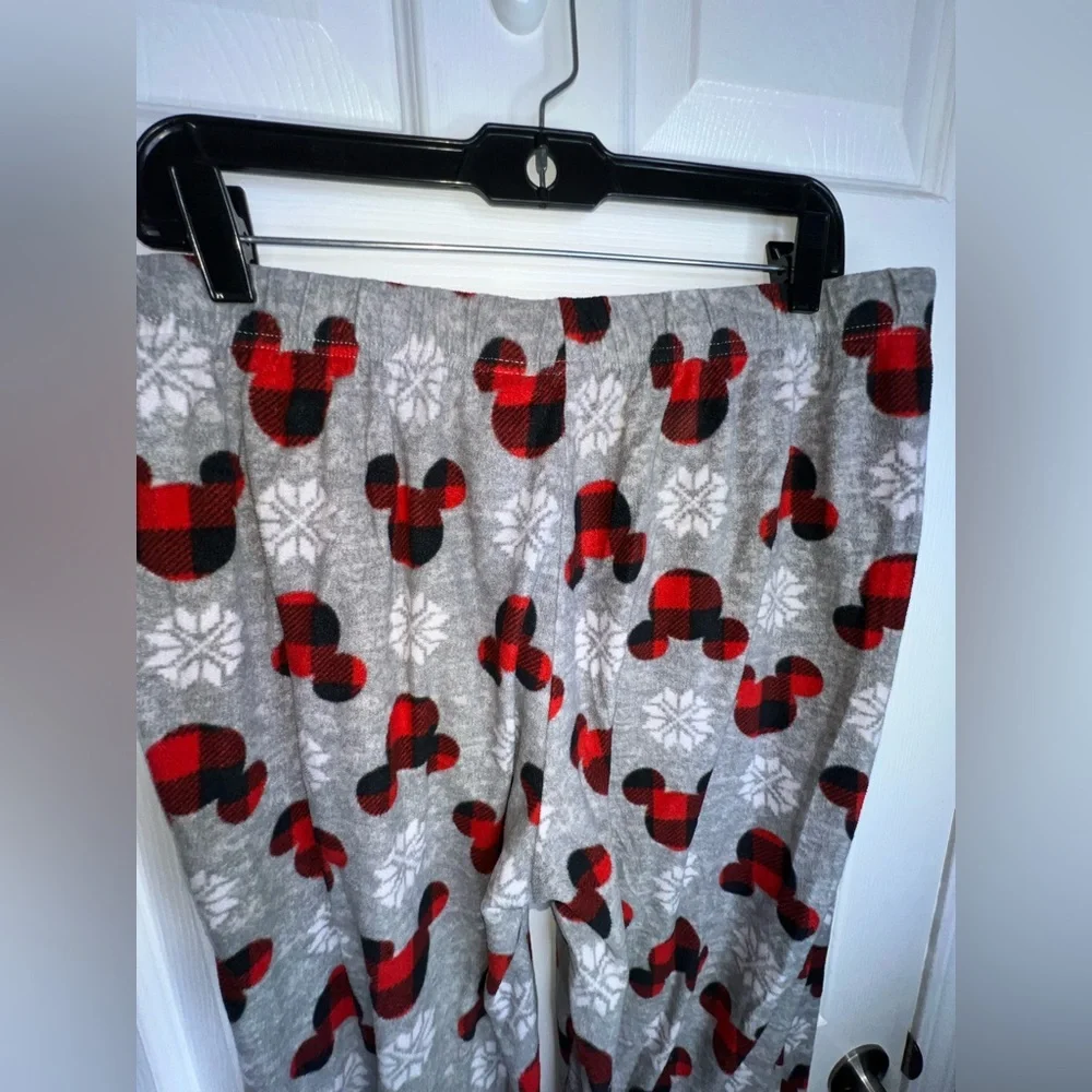 Disney Women’s XXL Mickey Mouse Gray Fleece Lounge Pants Holiday Snowflake 2XL - Picture 12 of 13